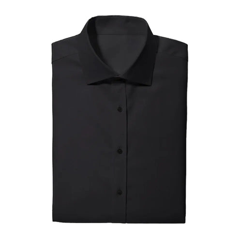 Black Laydown Flat-Front Tuxedo Shirt