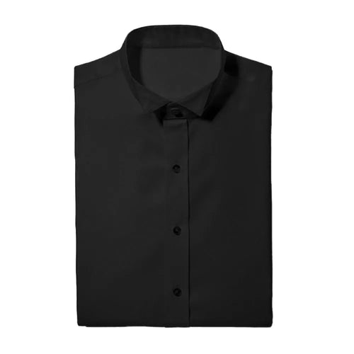 Black Wingtip Flat-Front Tuxedo Shirt