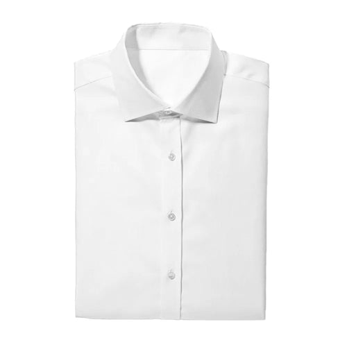White Laydown Flat-Front Tuxedo Shirt
