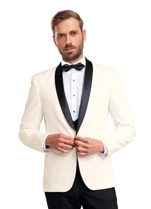 'Park Ave' Ivory Tuxedo Jacket