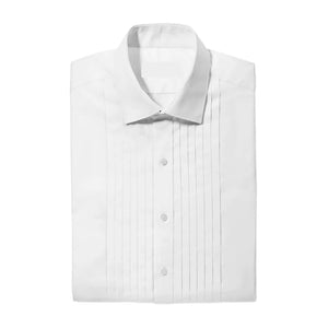 White Laydown Pleated Tuxedo Shirt