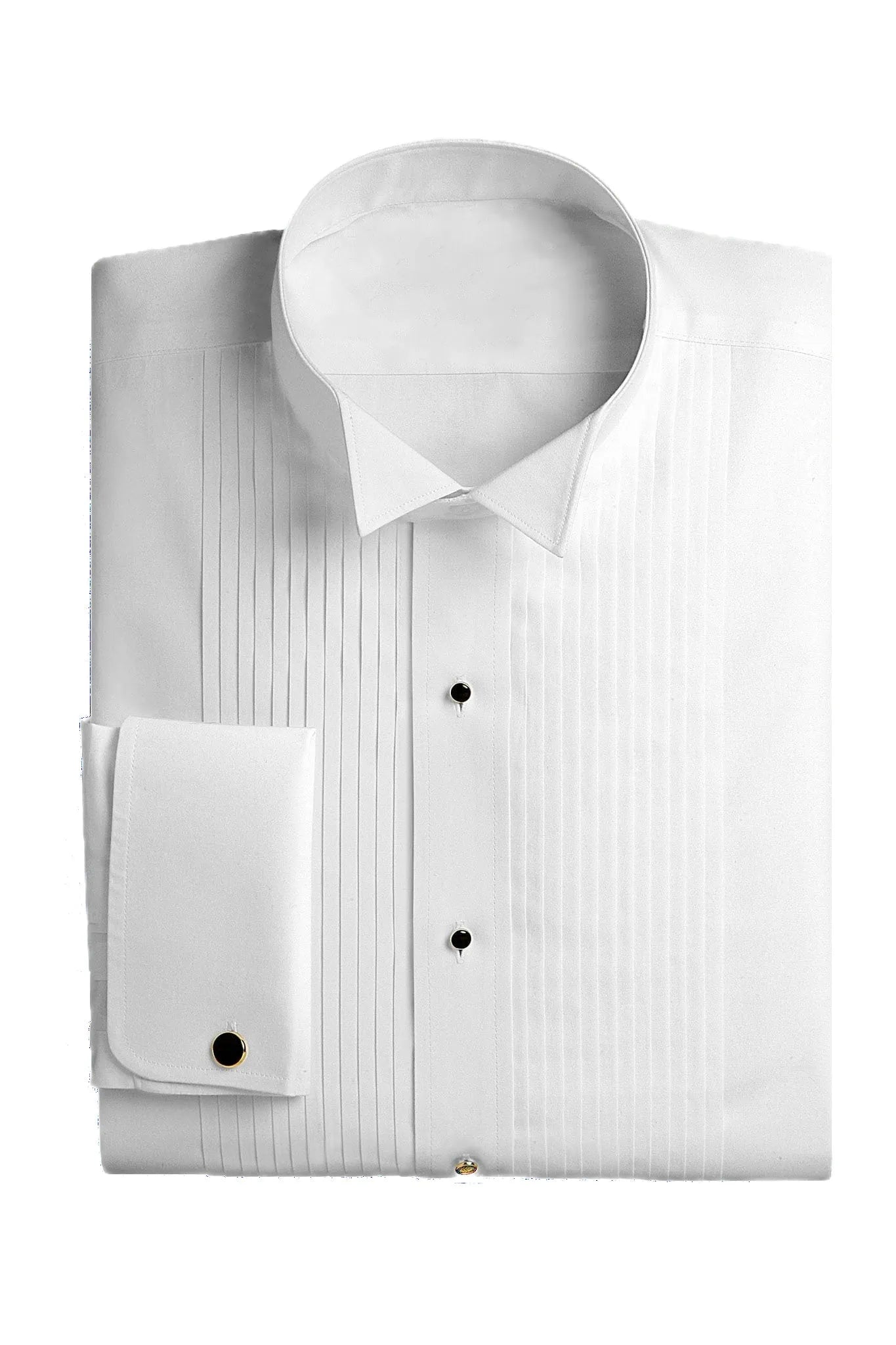 White Wingtip Pleated Tuxedo Shirt