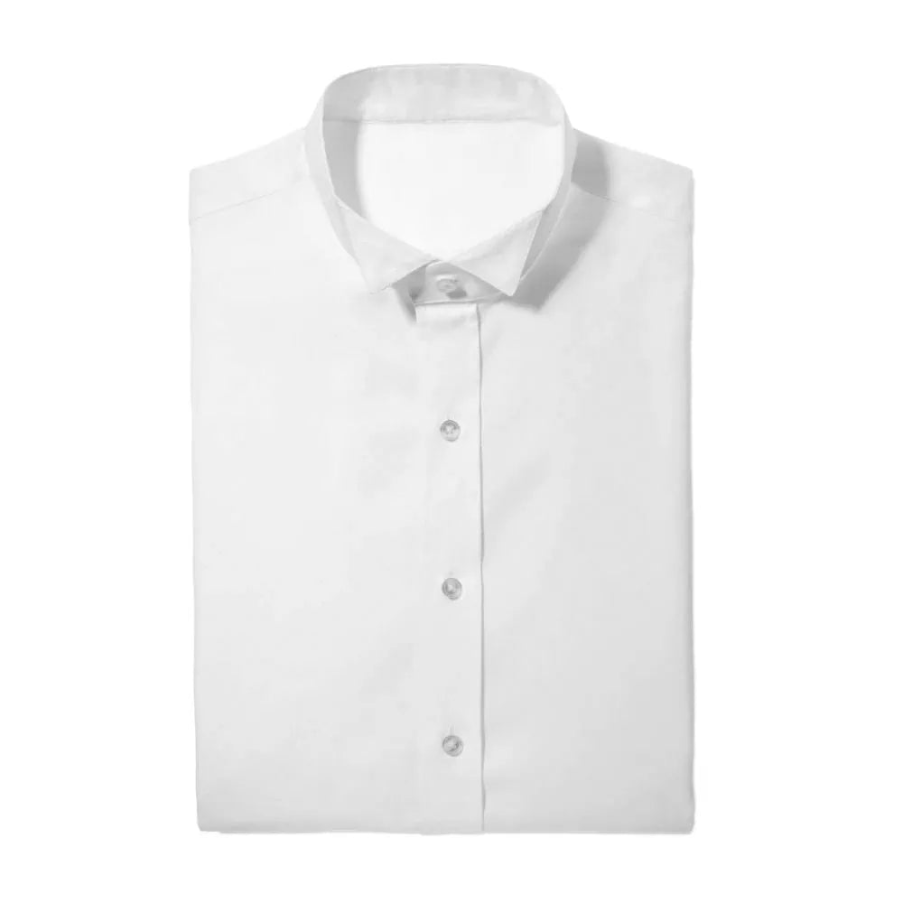 White Wingtip Flat-Front Tuxedo Shirt