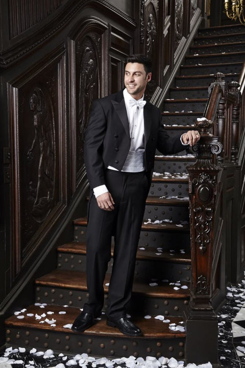 'Capri' Black 6-Button Peak Full Dress Tuxedo Jacket