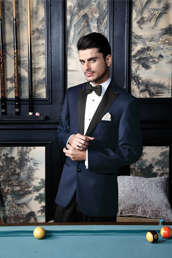 Navy dinner suit with black clearance lapel