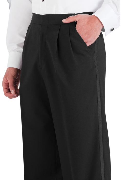 Black Pleated Tuxedo Pants