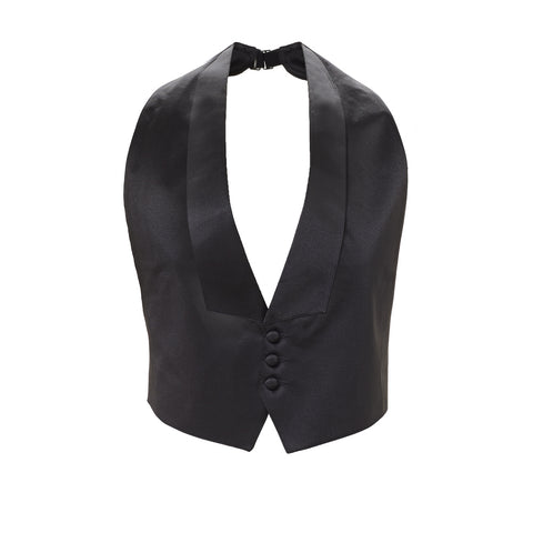 Black Low-Cut Satin Vest