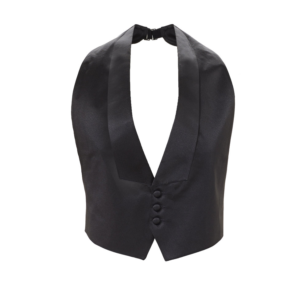 Low Cut Tuxedo Vest Men's Slim Fit One Button Peak Lapel Low Cut