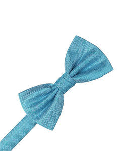 Blue Ice Herringbone Bowtie