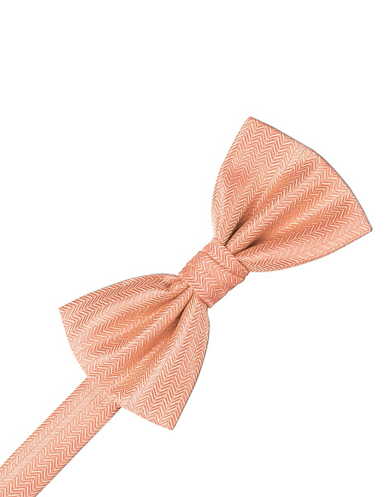 Coral Herringbone Bowtie