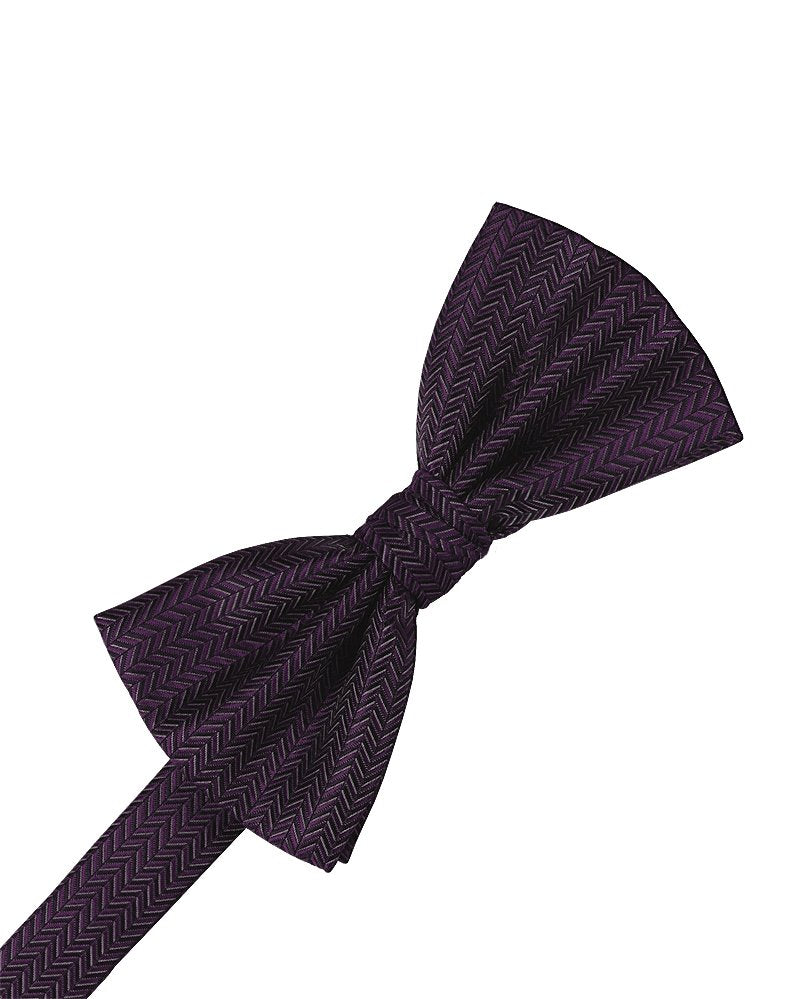 Plum Herringbone Bowtie