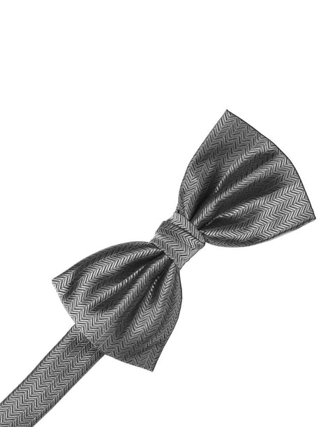 Silver Herringbone Bowtie