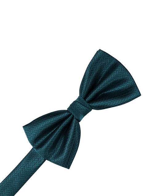 Teal Herringbone Bowtie