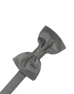 Charcoal Solid Satin Bowtie