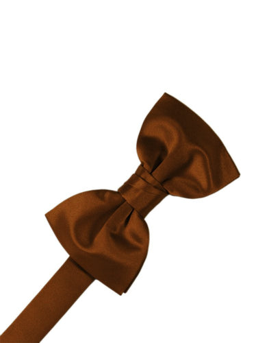 Cognac Solid Satin Bowtie