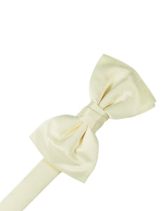 Ivory Solid Satin Bowtie