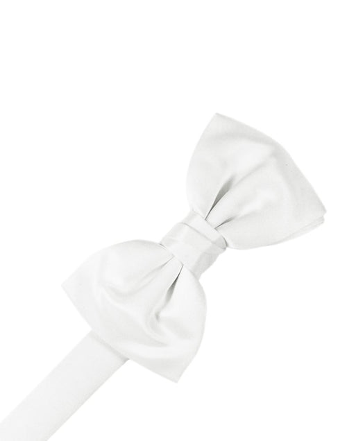 White Solid Satin Bowtie