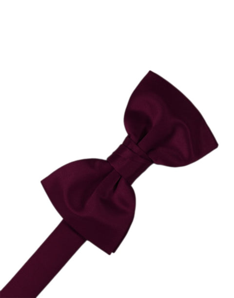 Wine Solid Satin Bowtie