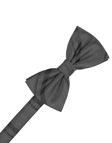 Charcoal Striped Satin Bowtie