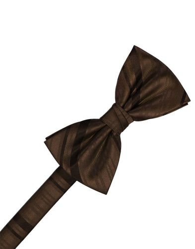 Chocolate Striped Satin Bowtie