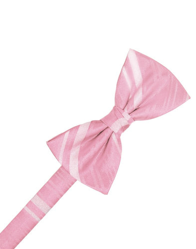 Coral Striped Satin Bowtie