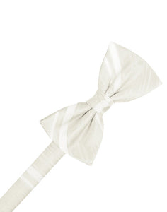 Ivory Striped Satin Bowtie