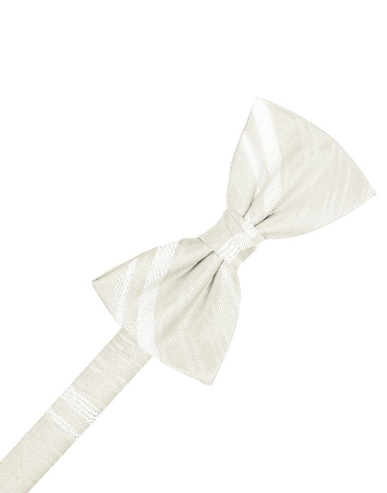 Ivory Striped Satin Bowtie