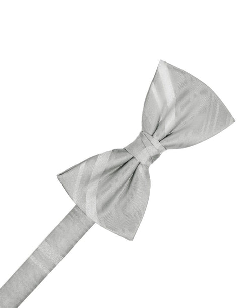 Platinum Striped Satin Bowtie