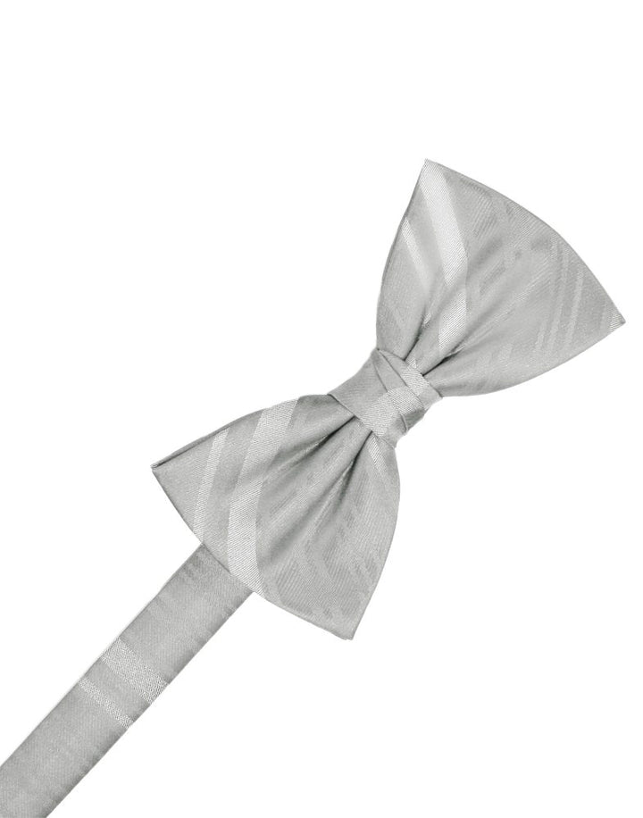 Platinum Striped Satin Bowtie