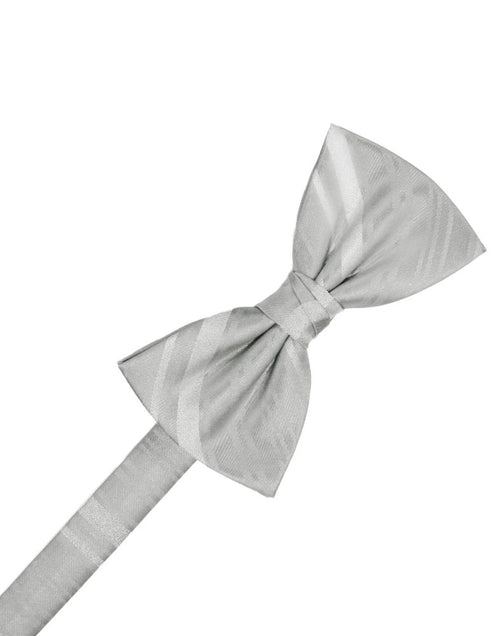 Platinum Striped Satin Bowtie