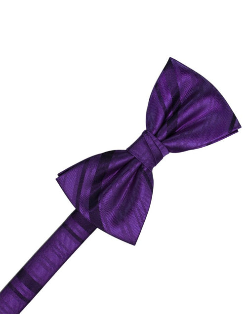 Purple Striped Satin Bowtie