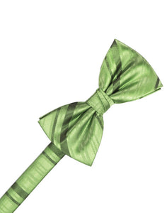 Sage Striped Satin Bowtie