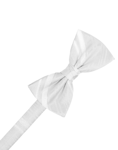 White Striped Satin Bowtie