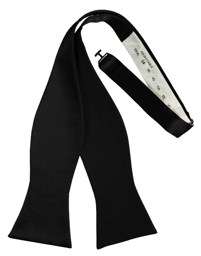 Black Self-Tie Solid Satin Bowtie