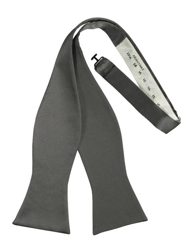 Charcoal Self-Tie Solid Satin Bowtie