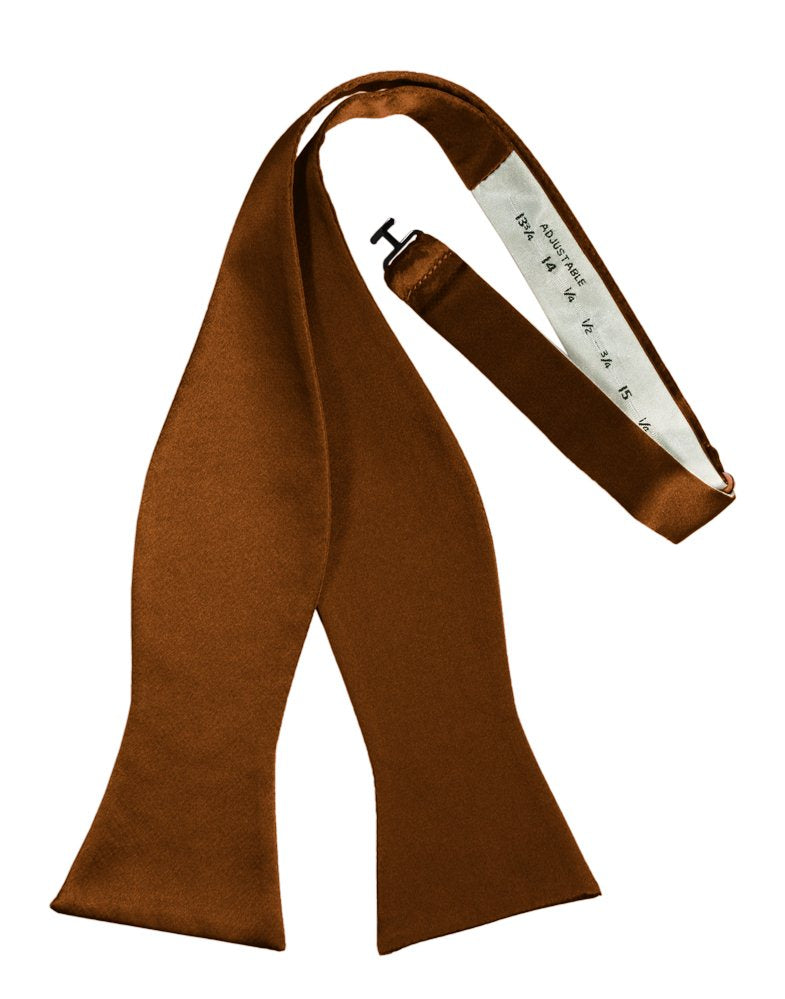 Cognac Self-Tie Solid Satin Bowtie