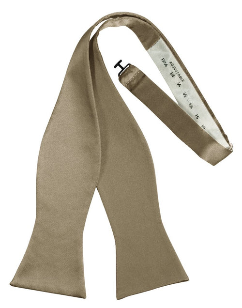 Latte Self-Tie Solid Satin Bowtie