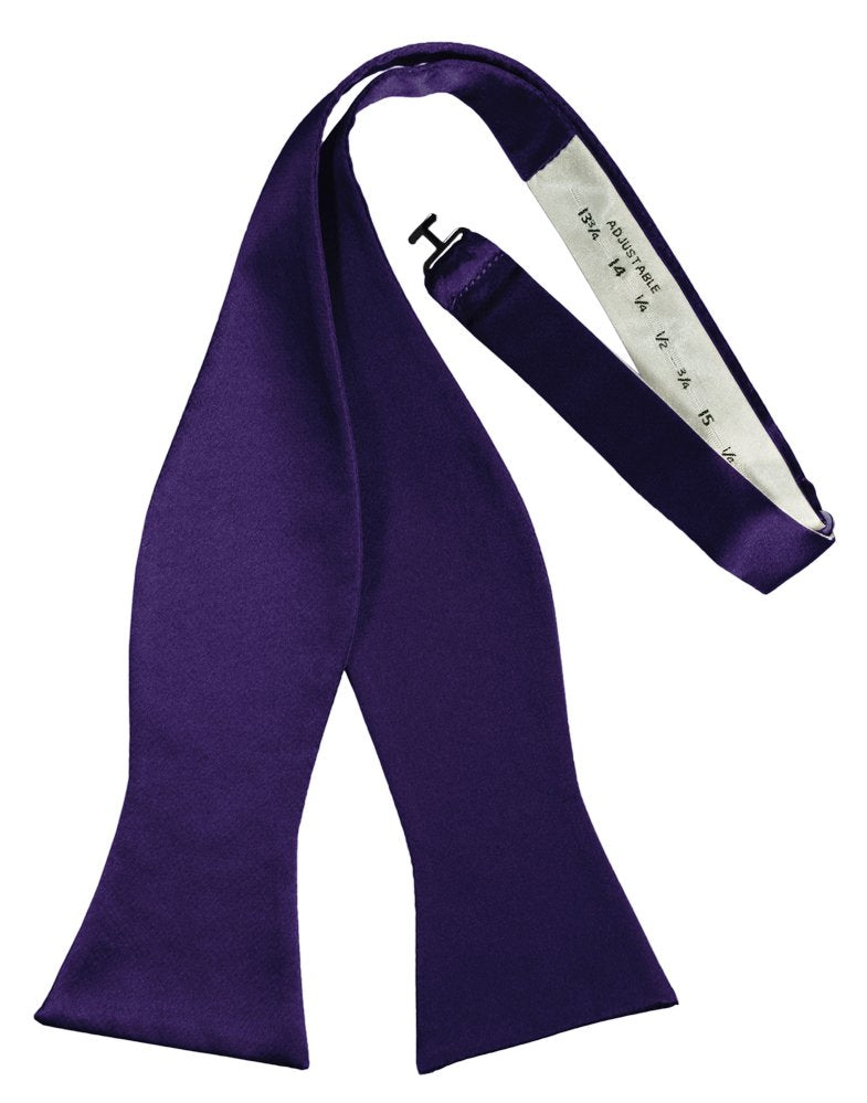 Purple Self-Tie Solid Satin Bowtie