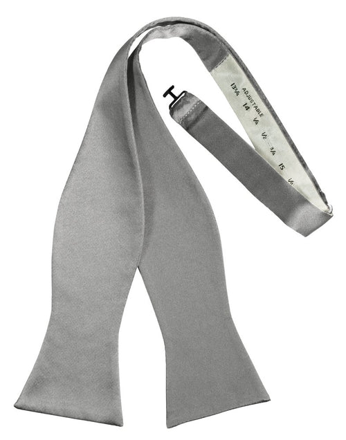 Silver Self-Tie Solid Satin Bowtie