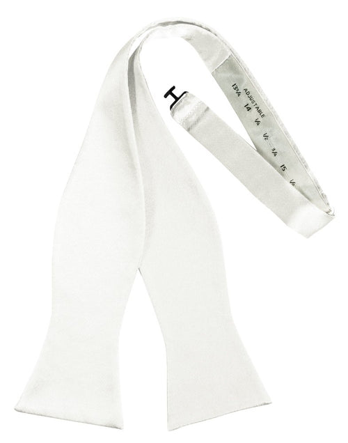 White Self-Tie Solid Satin Bowtie