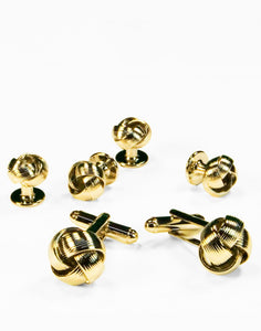 Love Knot Cufflink and Stud set in Gold
