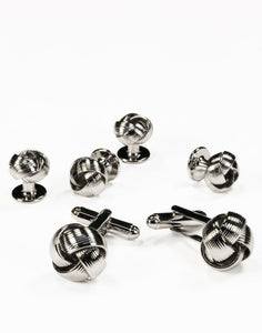 Love Knot Cufflink and Stud set in Silver