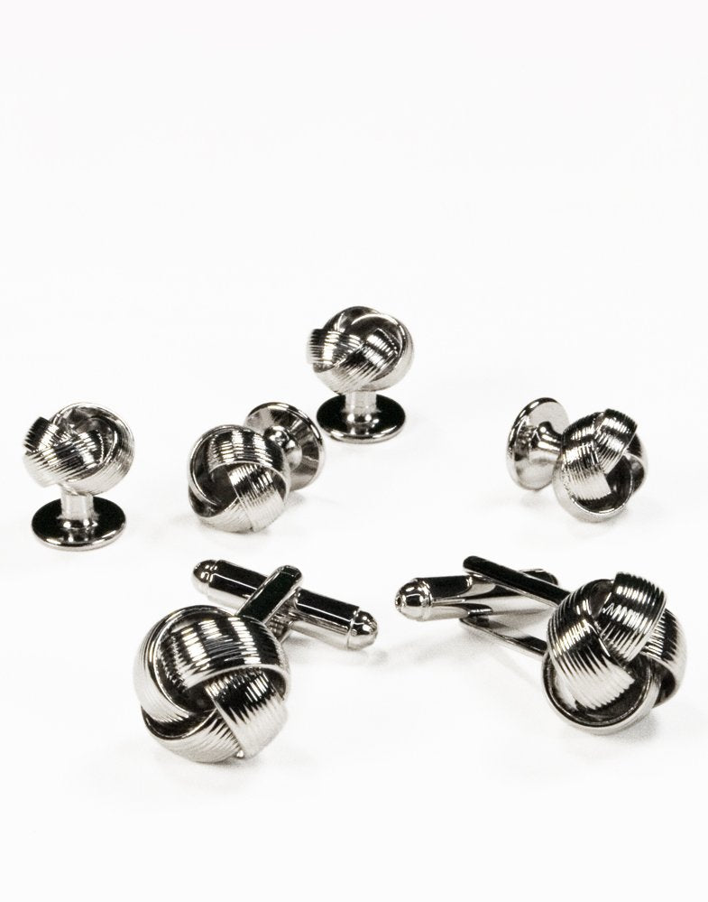 Love Knot Cufflink and Stud set in Silver