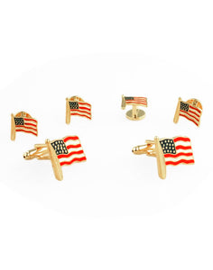American Flags Cufflink and Stud Set