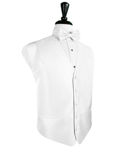 Pure White Herringbone Tuxedo Vest