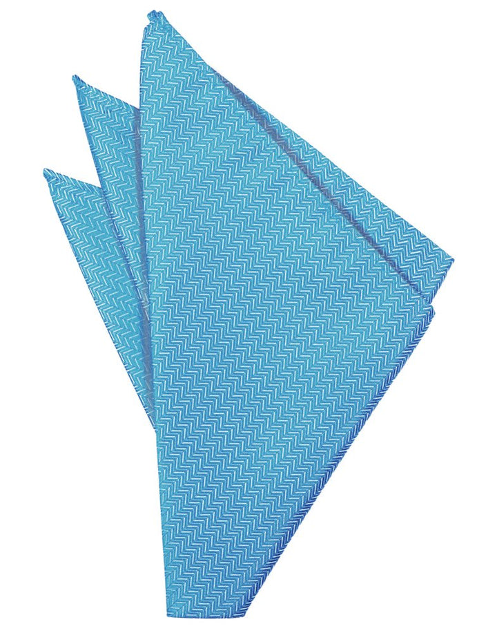 Blue Ice Herringbone Pocket Square