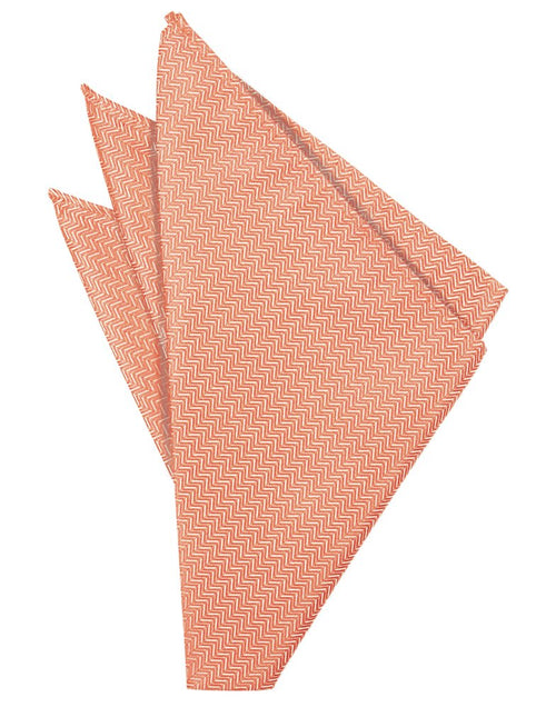 Coral Herringbone Pocket Square