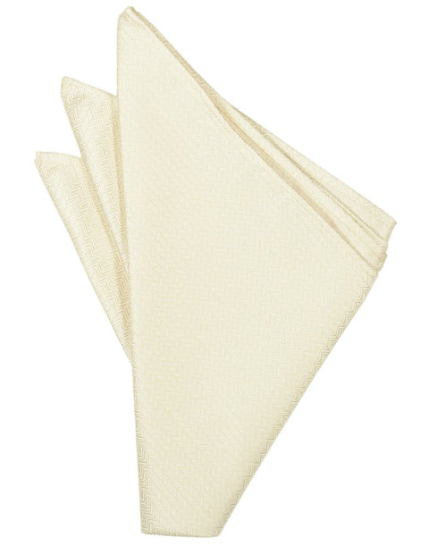 Ivory Herringbone Pocket Square