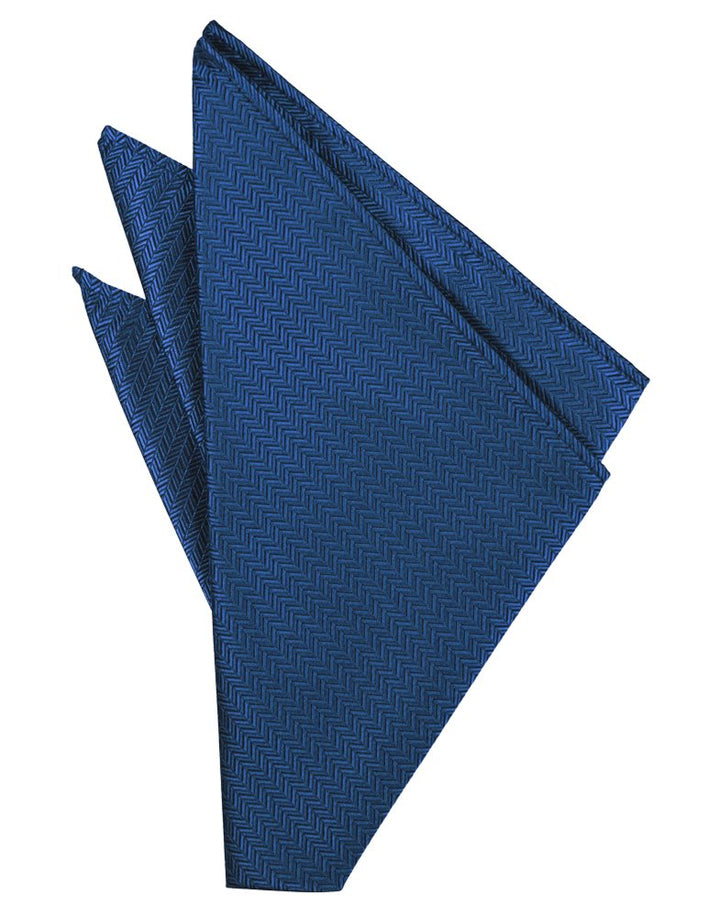 Sapphire Herringbone Pocket Square