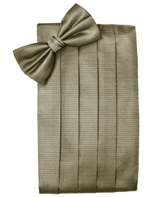 Champagne Herringbone Cummerbund